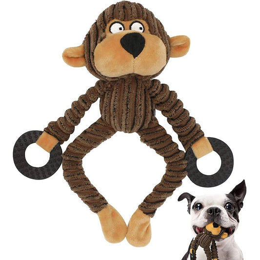 Interactive Plush Monkey Puppy Chew Toy Set for Small Teething Dogs - PureJoy